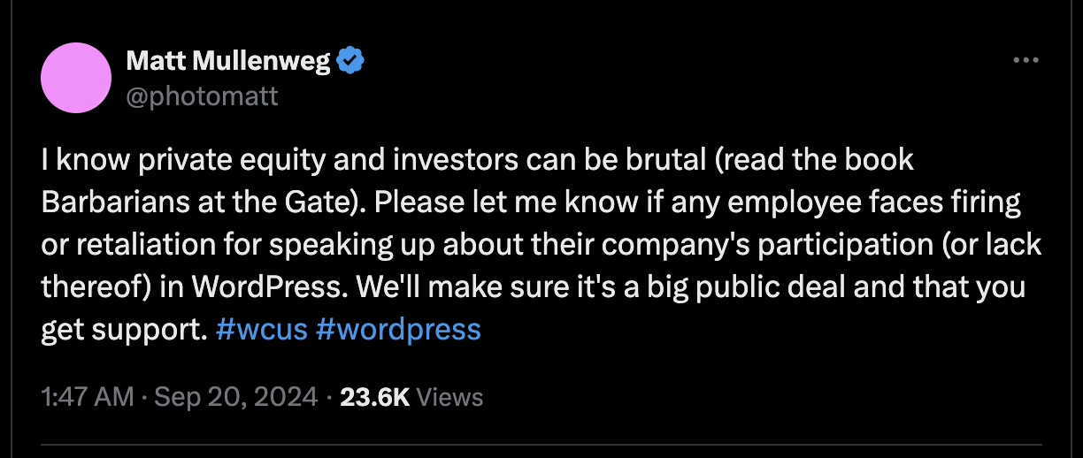 Highlights from Matt Mullenweg’s Spiciest Word Camp Presentation at WordCamp US 2024