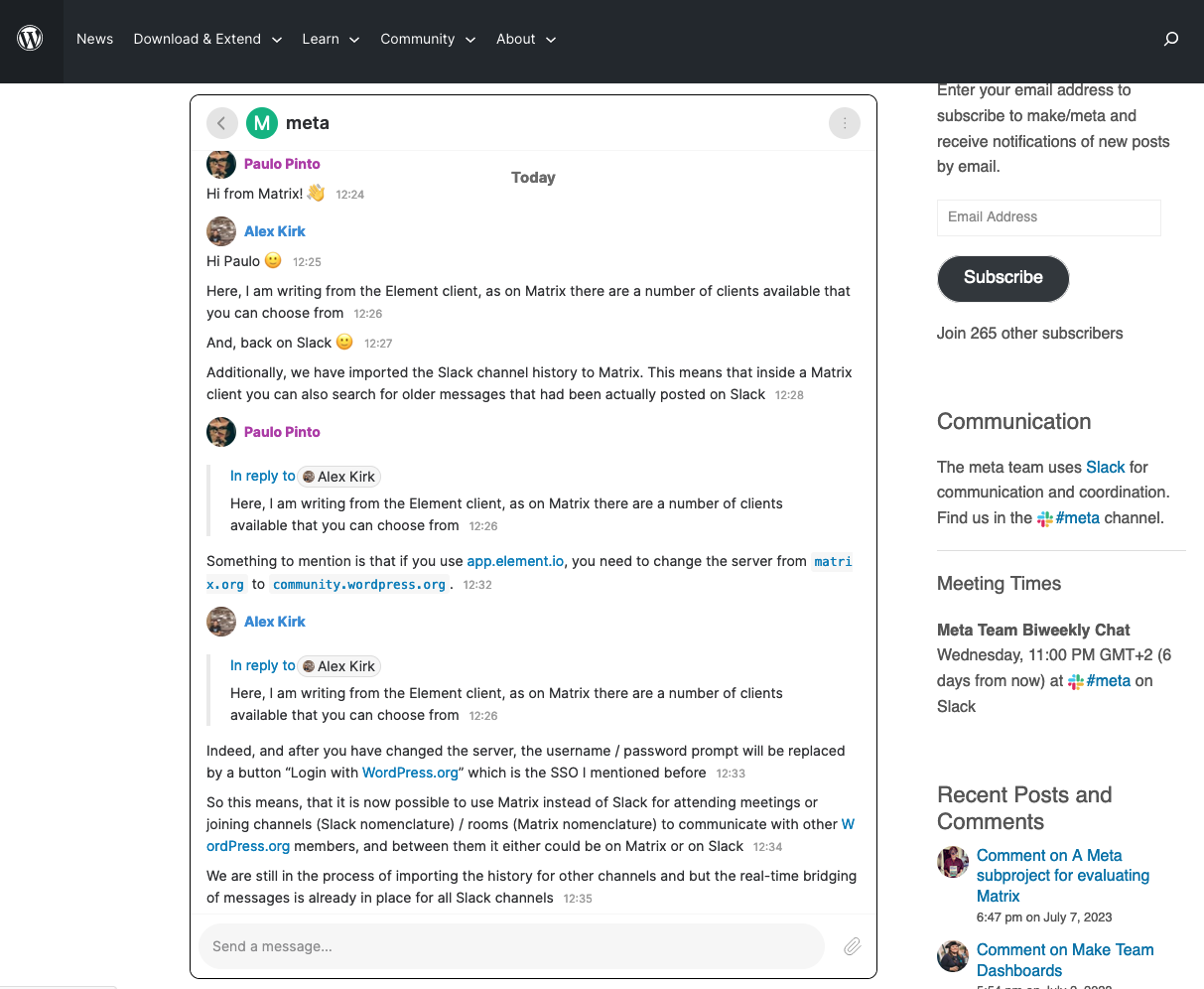 WordPress Launches Slack/Matrix Bridge