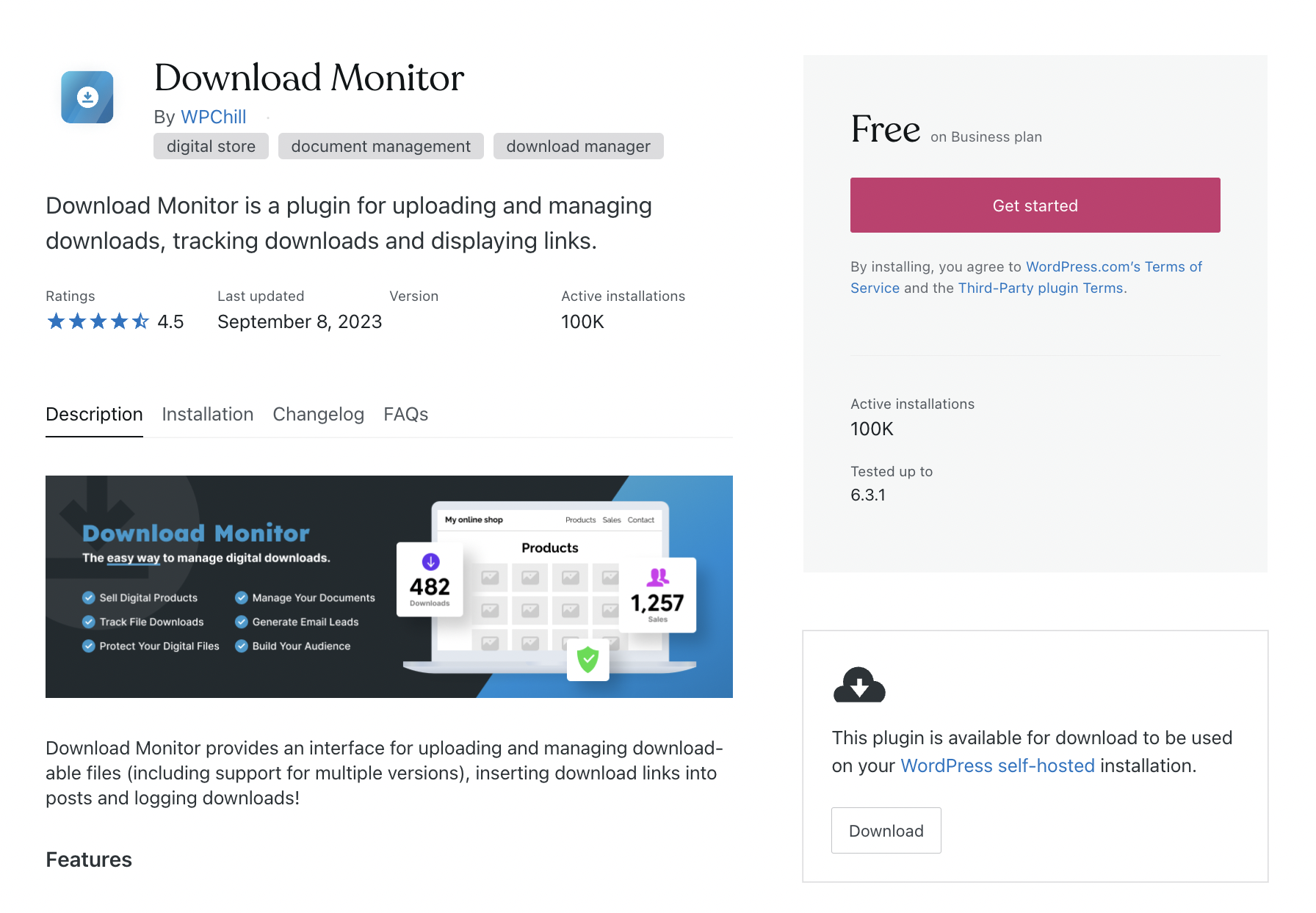 WordPress.com Plugin Pages Add Download Link for Using Plugins on Self-Hosted Sites